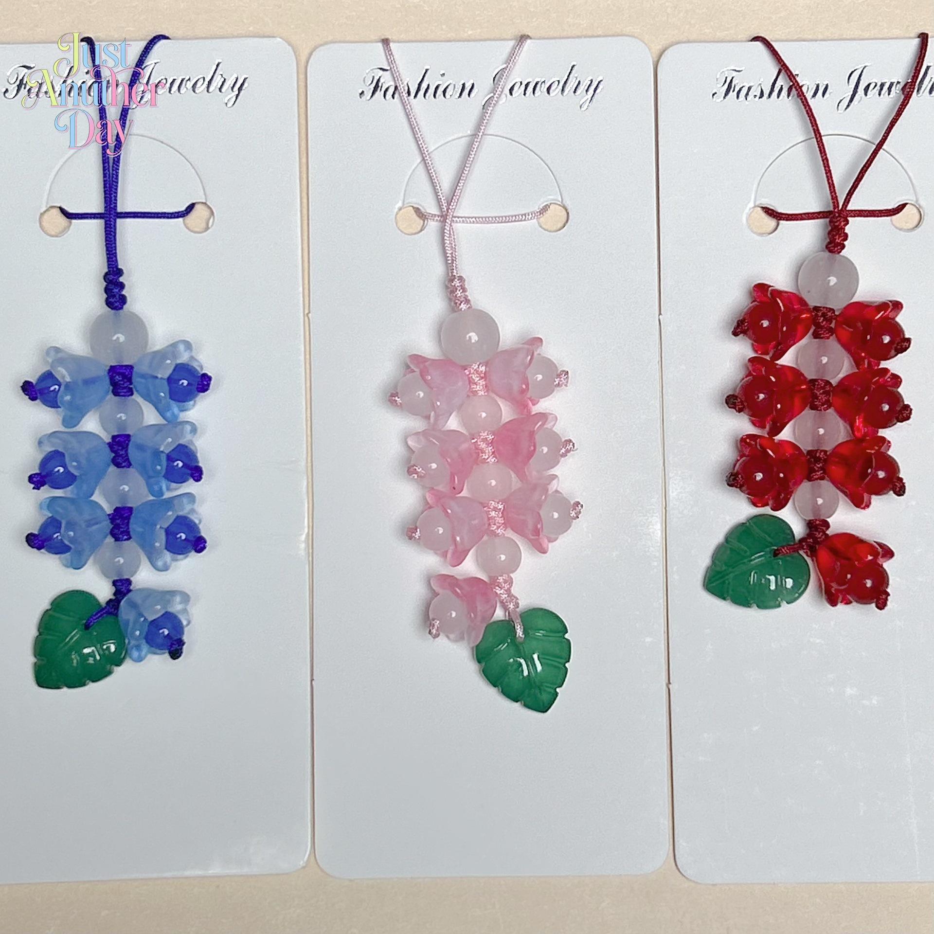 Lucky Bell Orchid Glass Charm, Aesthetic Lily of the Valley Phone & Bag Pendant, Feng Shui Green Flower Accessory for Phones, Bags & Keys