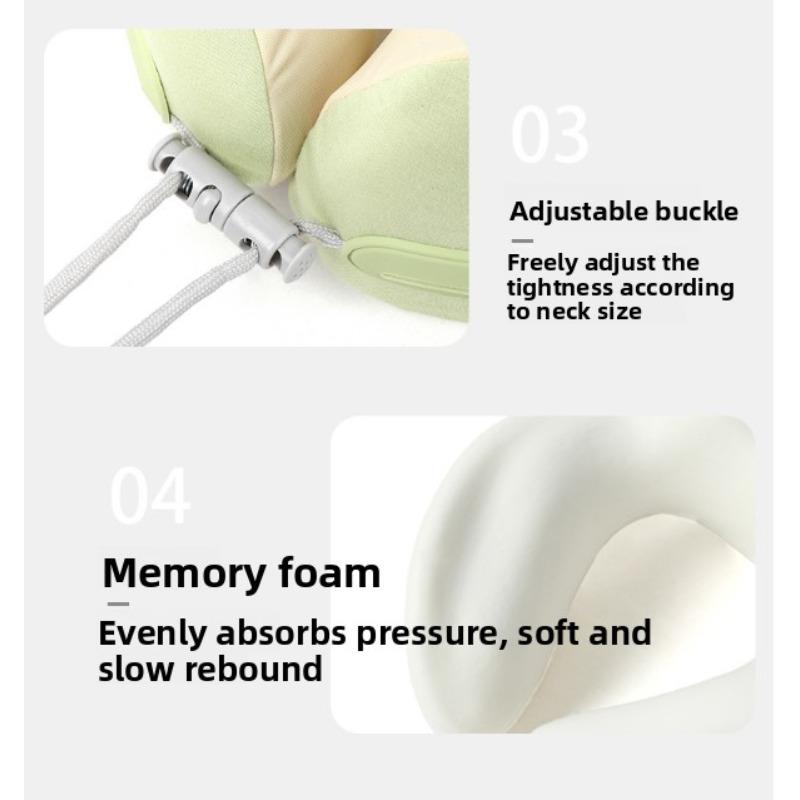 Memory foam U-shaped travel neck pillow, portable and foldable support pillow, necessary for travel comfort