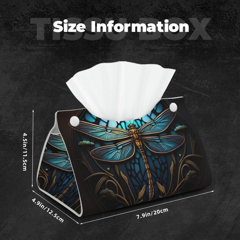 1pcs dragonfly PU leather rectangular tissue box cover, bathroom tissue holder, car tissue holder for bathroom, car, bedroom, Bathroom Accessories