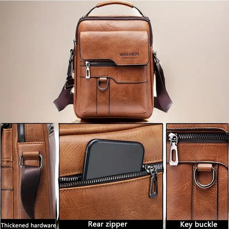 Vintage-Style Men's Crossbody Shoulder Bag - Stylish Business Handbag with Adjustable Strap, Multiple Compartments, and Classic Design - Perfect for Daily Use, Work, and Travel Fathersdaygift