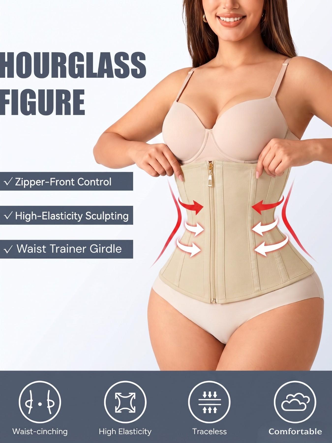 1 Count Women's Tummy Control Waist Trainer, Fajas, Zipper & Hook Dual Closure Waist Shaping Shapewear Belts, Abdomen Compression Waist Cincher, Reinforced Boning Tight Fit Shapewear, Taming Girdle, Designed For Natural Curves & Daily Beauty