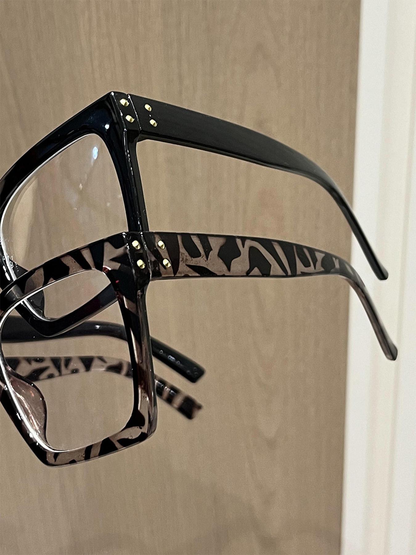 Square Large Frame Blue Light Blocking Glasses for Women, Simple Versatile Plain Face Glasses, Full Rim PC Acetate Frame, Unisex Casual Decorative Eyewear, Square Frame Eyeglasses, Stylish Square Frames