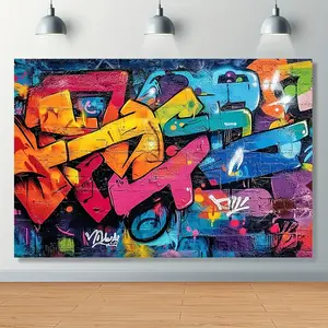 1 piece of vibrant graffiti art backdrop, suitable for birthday parties, Pride Day celebrations, and carnival events--perfect for pairing with photo booths and holiday decorations, adding energy and joy to the occasion