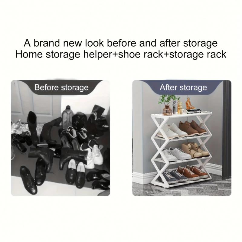 folding shoe rack - No-assembly space-saving storage rack suitable for entryway, wardrobe, kitchen, bathroom, and balcony, Vertical Shoe Rack