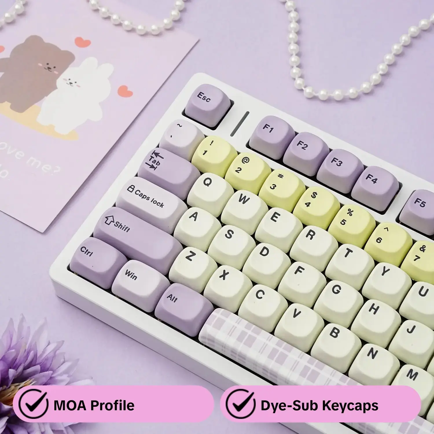 130 Key MOA Profile PBT Taro Keycaps Keycaps For Mechanical Keyboard Mechanical Keyboard Keycap 7u Split Space bar Dye Sublimation Custom Keyboard Keycap