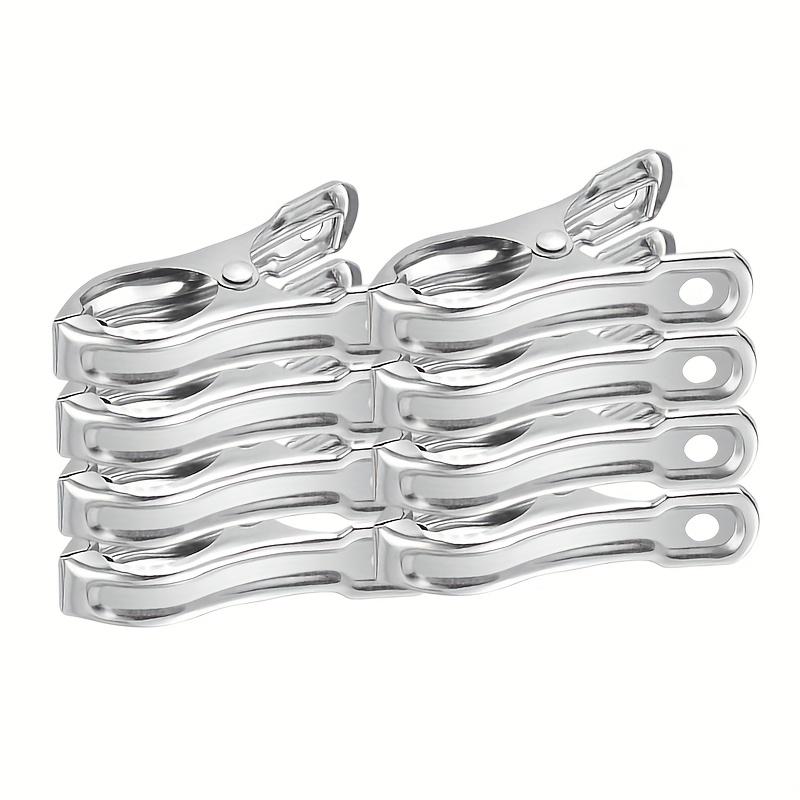 Extra Strong Heavy Duty Clothespins - Rustproof Windproof Towel Clamps for Beach & Outdoor Use, Large Clips with Secure Grip - Easy Carry Clamp Set for Laundry, Blankets, Tarps, Clothes Pins