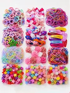 870-Piece Girls Hair Accessories Set, Elastic Hair Accessory, Bows, Flowers & Stars Hair Clips, Ties & Barrettes, Cute Princess Style for Daily Wear, Party & Gifts