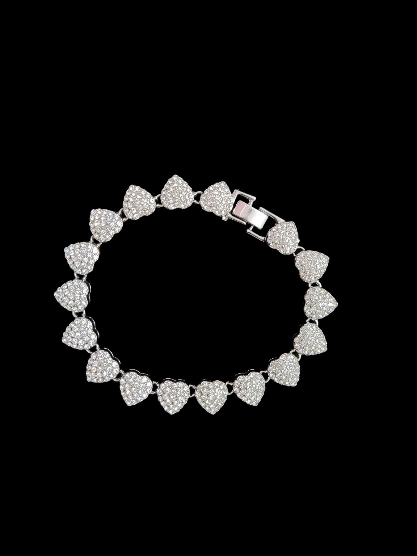 2 Pieces/Set Love Heart Shaped Alloy Necklace & Bracelet Set Jewelry, Men Women Hip Hop Street Style Jewelry, Perfect Gift for Valentine's Day, All Seasons Wear, Fashion Jewelry Set, Elegant Jewelry Set