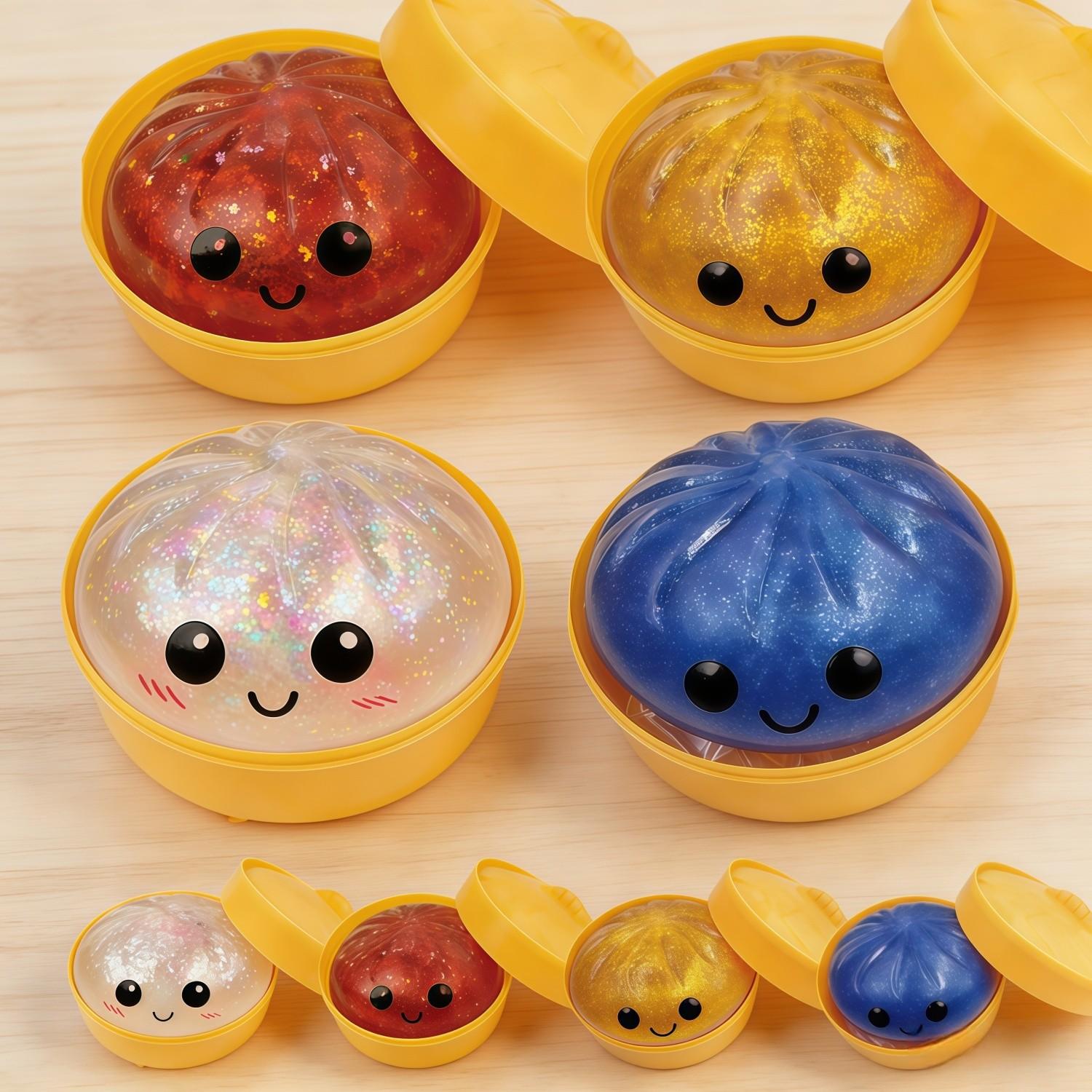Brand-New Glitter Dumpling Squeeze Toy — A sparkling, dumpling-shaped stress-relief toy that bears a striking resemblance to a realistic steamed bun.
