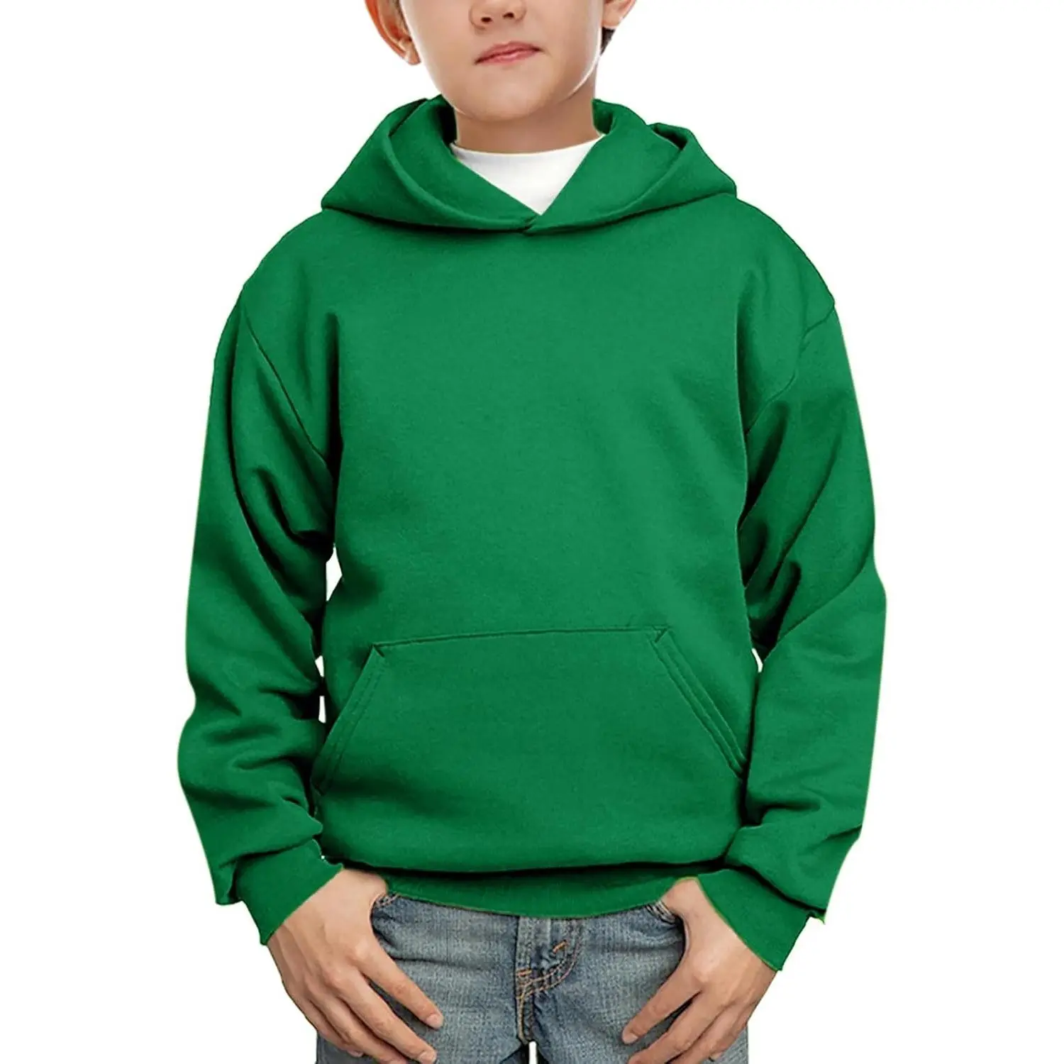 Unisex Kids Hoodie with Kangaroo Pocket Solid Color Sweatshirt for Boy Girl 5-14 Years