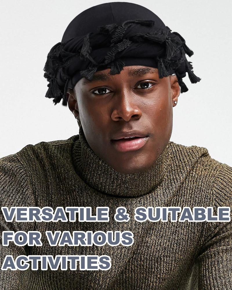 Turban for Men- Satin-Lined Durag Head Wrap for Fashion & Comfort - Multipurpose Head Scarf Head Warp for Men and Women