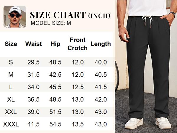 COOFANDY Men's Casual Chino Pants Relaxed Fit Drawstring Elastic Waist Lightweight Pant Twill Pleated Trousers