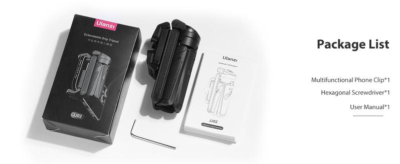 ULANZI JJ02 Selfie Stick Tripod, Extendable Grip Phone Tripod with Detachable Remote Pocket Size, 3-in-1 Mini Phone Grip 2 Cold Shoe, 10m/393.7'' Wireless Shutter, Vlog Livestreaming Photography