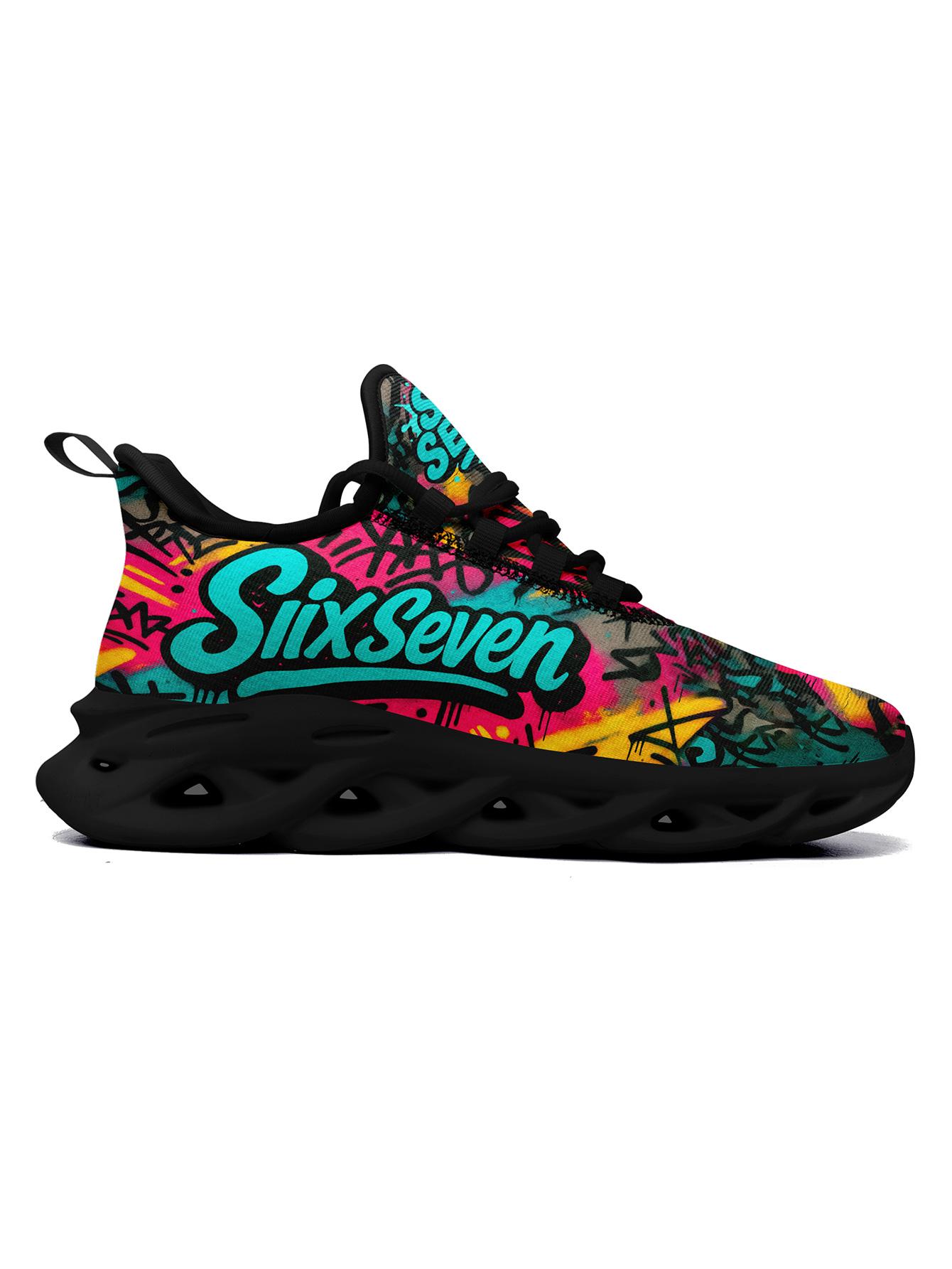 Stylish Women's SixSeven Breathable Athletic Shoes, Graphic Print Sneakers, Comfortable Lightweight Footwear, Fashionable Women's Sneakers for Gym Outings and Fitness-Inspired Wear