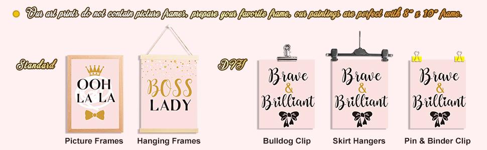 9 Pcs Inspiration Wall Decor for Women, Pink and Gold Makeup Lash Lips Wall Art Poster, Motivational Quotes Fashion Prints for Women Bathroom Bedroom Home Decor, 8 x 10 Inch, Unframed