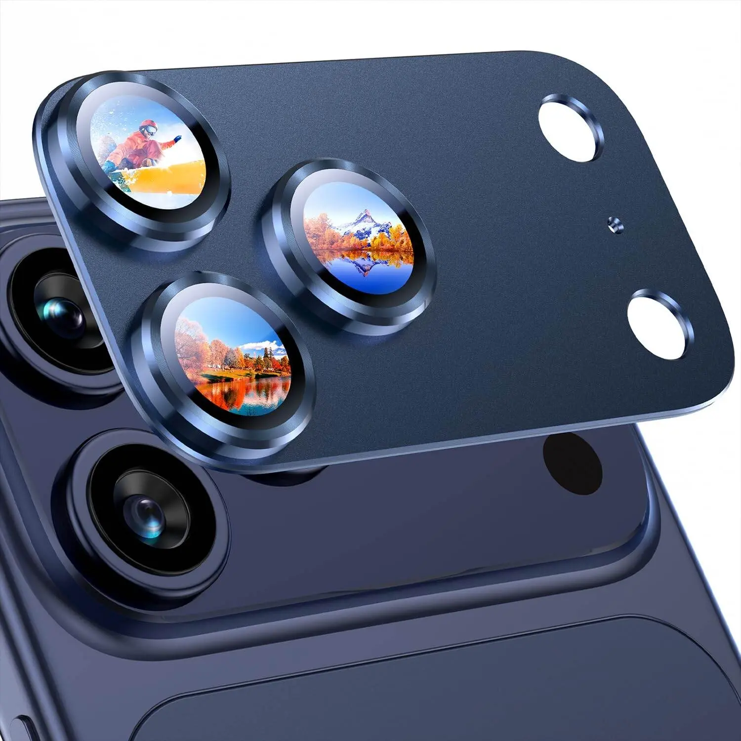 Metal Frame Tempered Glass Camera Lens Protector for iPhone 17 Pro Max/17 Pro Smartphone, 9h Hardness, Anti-Scratch, Ultra HD Clear, Installation, Accessories
