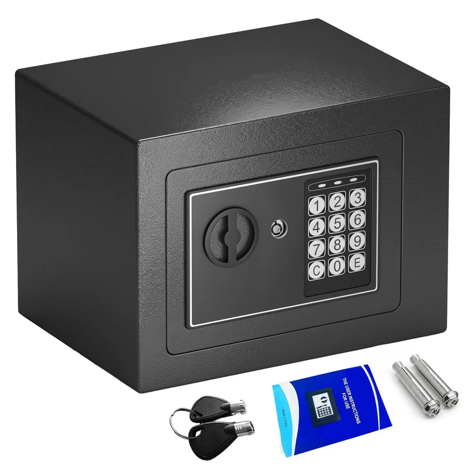 Digital Reinforced Steel Anti-Theft Security Safe - Electronic Numeric Keypad, 2 Key Lock, Adjustable Shelf, Battery-Powered, Wall/Floor Mount for Home Cash Security (Anti Theft Safes for Office), Wall Mount