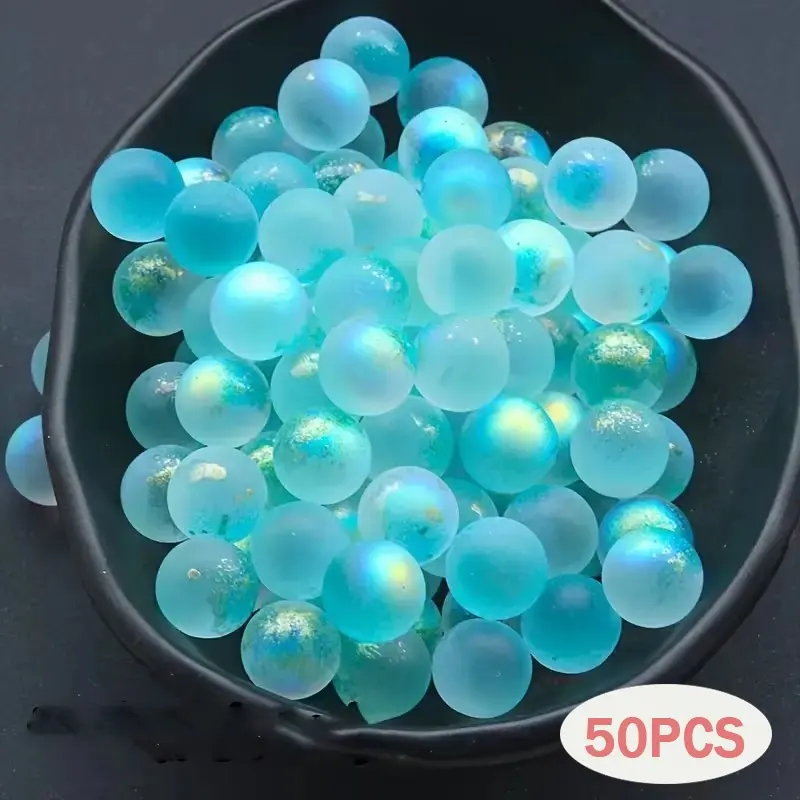 50pcs Glass Crystal Balls, Iridescent Glass Crystal Balls, Blue, Green, Pink & Multicolor Round Shimmering Decorative Balls for Parties, Weddings, Home, Bar, Fish Tank, Patio & Pool Decor, Beading Supplies, Accessories For Beading