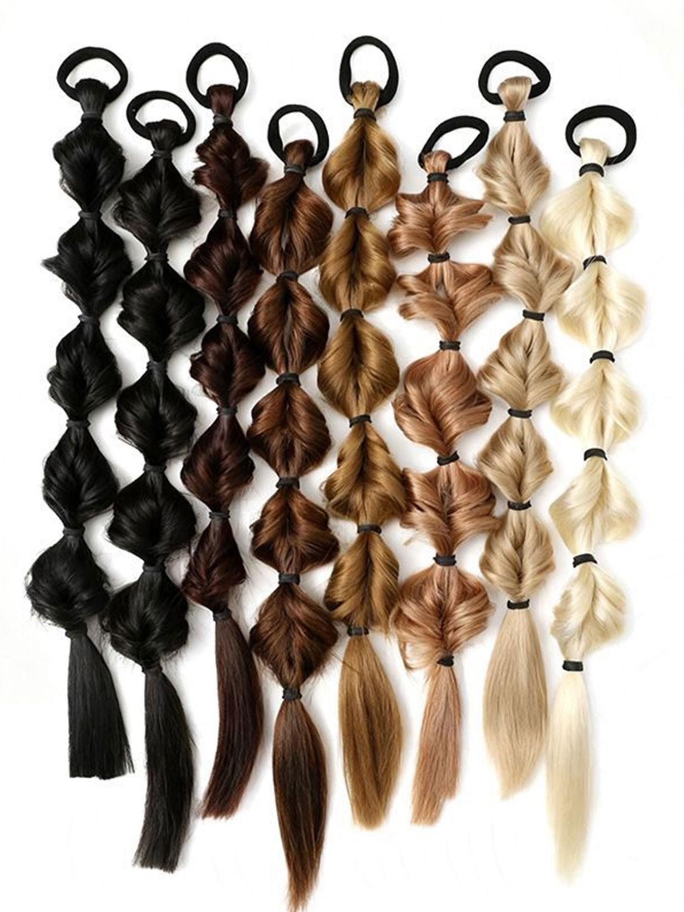 Bubble Ponytail Wig Synthetic Braided Extensions, Hair Ties & Hair Band Included, Ideal for DIY Daily Wear, Versatile Hairpiece Accessory