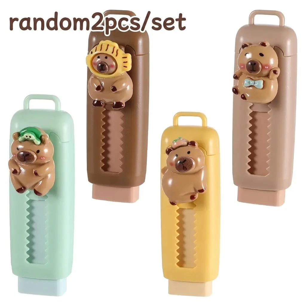 Capybara Eraser, Back to School Season，Stretchable Push Pop Design, Cute Animal Theme, Durable Polyester Eraser, School, Office, Art Supplies, Multiple Colors, Creative Stationery
