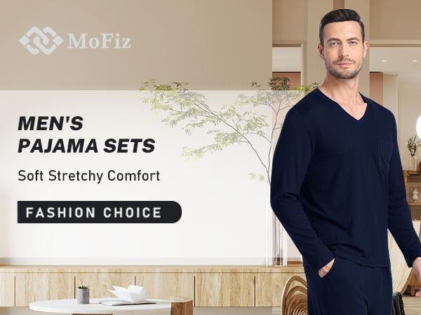 MoFiz Men's Pajamas Plaid Sets Sleepwear Sleep Long Sleeve Shirts and Pants Pajama Set Soft Mens Pjs Lounge Set with Pockets MoFiz Men's Pajamas Plaid Sets Sleepwear Sleep Long Sleeve Shirts and Pants Pajama Set Soft Mens Pjs Lounge Set with Pockets