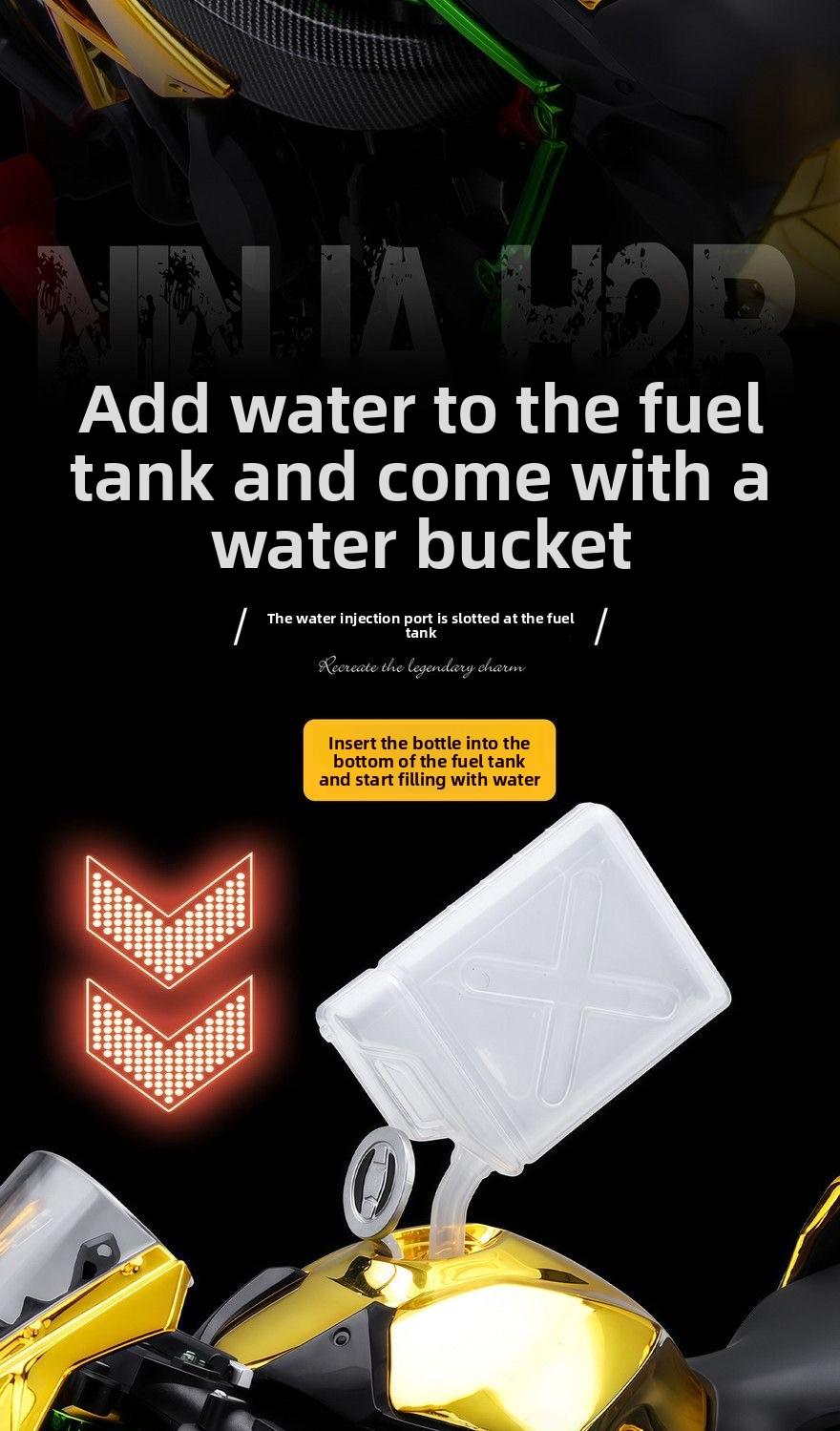 Kawasaki H2R Dynamic Edition 1/9 oversized realistic motorcycle model, highly detailed with precise reproduction of features, supports ignition start, authentic engine sound effect, has a strong metallic texture, essential for collector-level motorcycle e