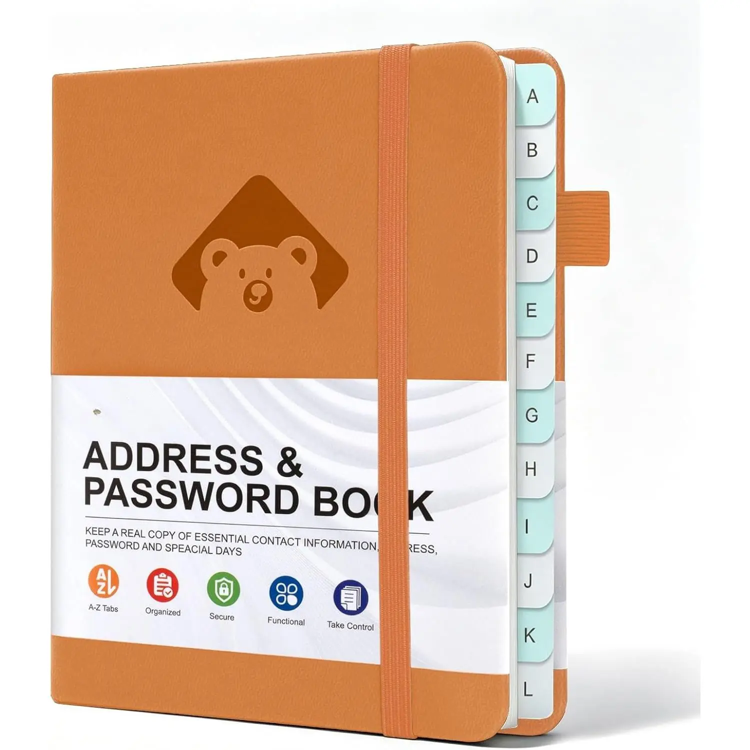 Address Book with Alphabetical Tabs, Hardcover Telephone Book Address Organizer Record for Record Contacts, Small Address Book to Store  Your Important Informations in  Place(Orange)