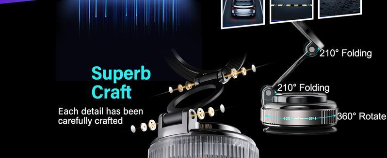 Magnetic Car Phone Holder for MagSafe: 28+LBS StrongSuction Vacuum Phone Mount for Men/Women -360°Rotatable Adjustable Portable Cell Phone Stand for iPhone12-16 Pro Max Plus