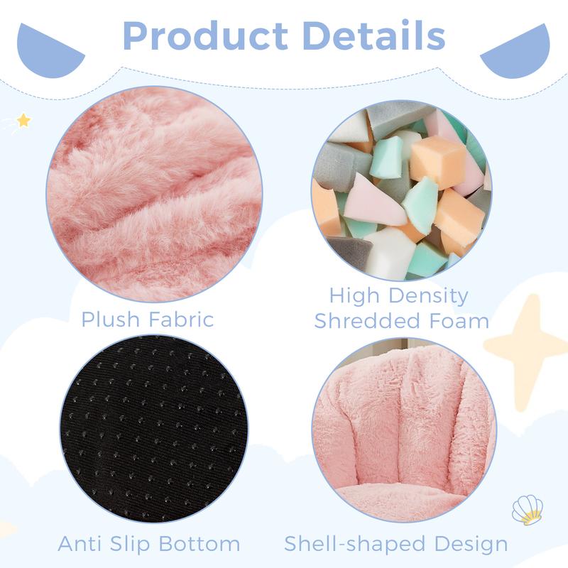 [Cute Size] MAXYOYO Shell Shaped Bean Bag Chair, Soft Faux Fur Seating for Indoor Use, with High-Quality Foam Filling
