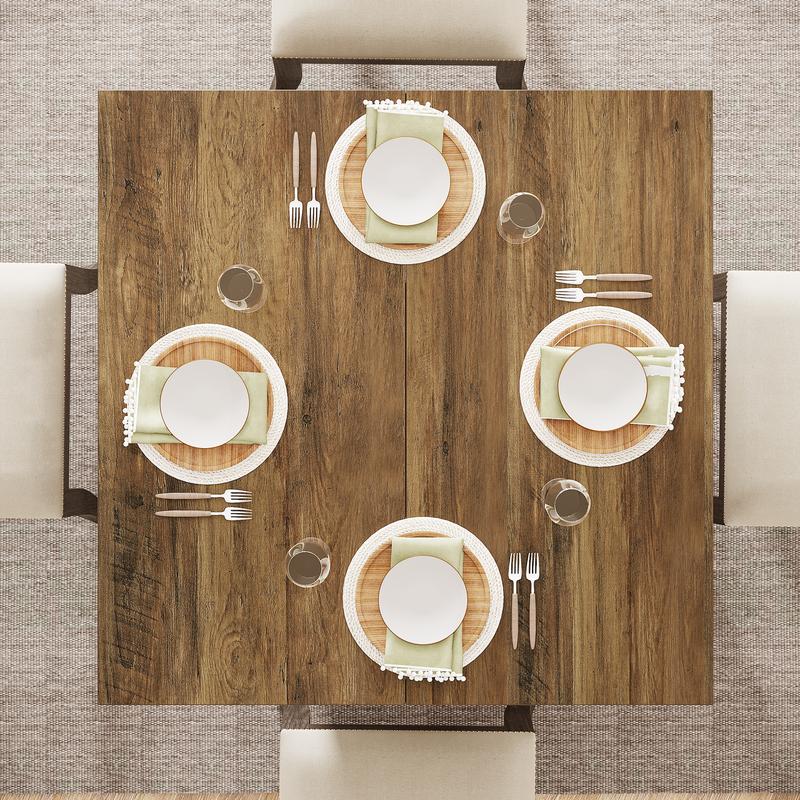 LITTLE TREE Square Dining Table for 4, 31.5-Inch Small Kitchen Table with Sturdy Pedestal Base, Farmhouse Dinner Table for Dining Room, Living Room, Kitchen LITTLE TREE Square Dining Table for 4, 31.5-Inch Small Kitchen Table with Sturdy Pedestal Base, Farmhouse Dinner Table for Dining Room, Living Room, Kitchen