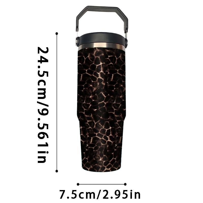 30oz Insulated Tumbler Cup with Straw, Meteor Leopard Print, Dual-Use Cold Hot, Ideal for Sports Outdoor Office Home, Best Gift #GLOBAL PICKS