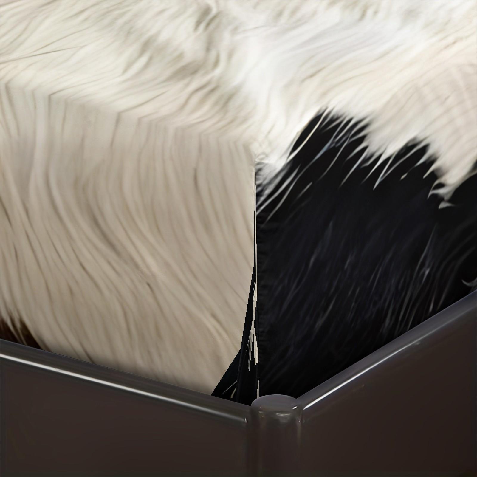 3Pcs Cowhide Inspired Fitted Sheet Set, Decorative Bedsheet Sets, Black, White, and Brown Pattern Bedding Set, Soft and Curly Texture, Stylish Bedding for a Natural Home Decor, Perfect for Rustic and Chic Bedroom Makeover,Includes 2 pillowcases