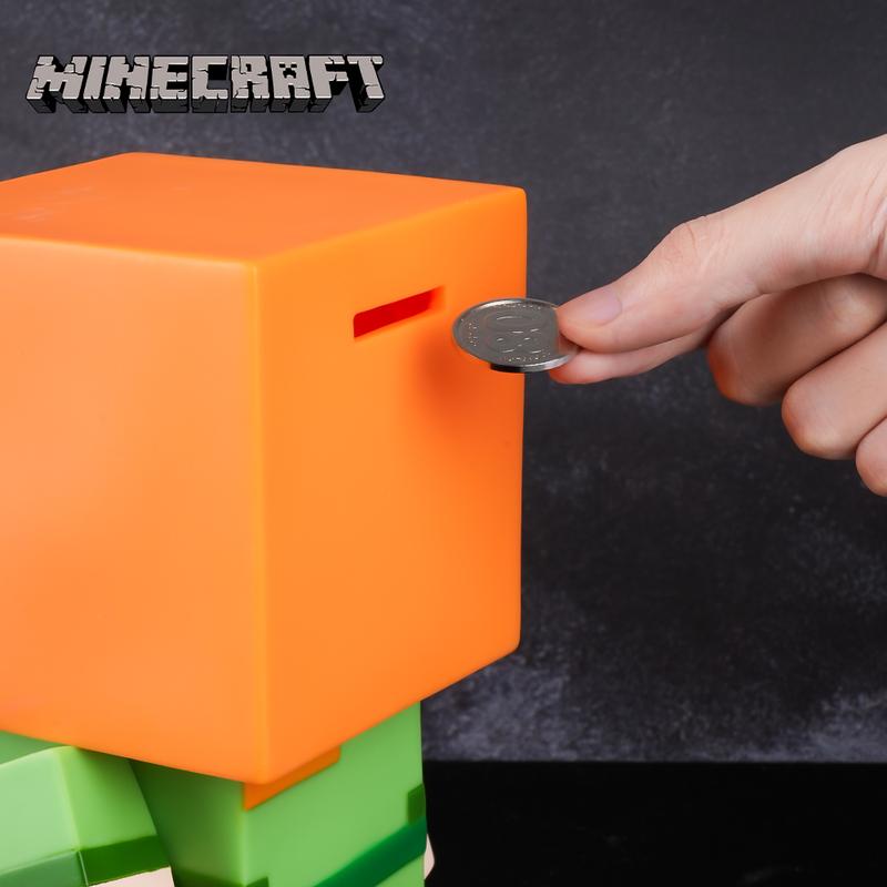 1PC Minecraft Officially Licensed Alex Coin Bank Creative Drop Proof Piggy Bank Cartoon Pixel Futuristic Style Q Version Cute Alex Explorer Money Jar Grade Deposit Jungle Temple Raider Easter Gifts