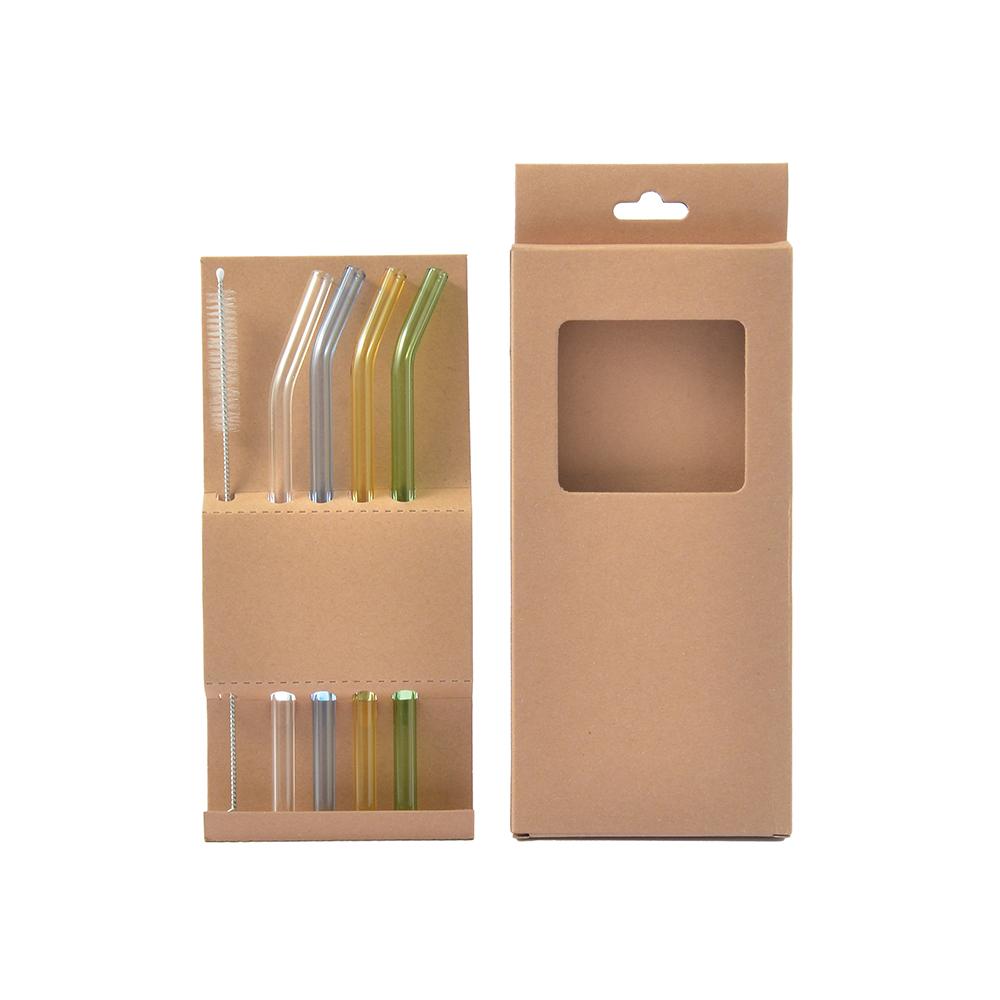 Coloful Reusable Glass Straws Set for Juice / Beverage / Smoothie / Shakemile, Dishwasher Safe and Shatter Resistant .