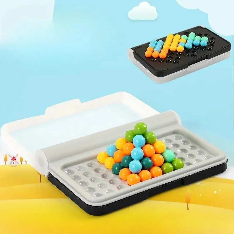 2D-3D IQ Puzzle Pyramid Blocks Toy, Intellectual Magic Beads Reasoning Game for Brain Training