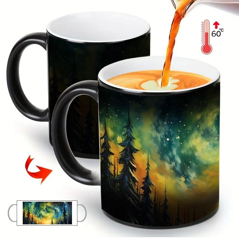 1pc Northern Lights Ceramic Coffee Mug - Color Changing Aurora Borealis Design for Hot and Cold Drinks Ceramic Mugs, Home, Office or Gift Use, Office Drinkware | Vivid Pattern | Unique Color Changing Function, Best Gift
