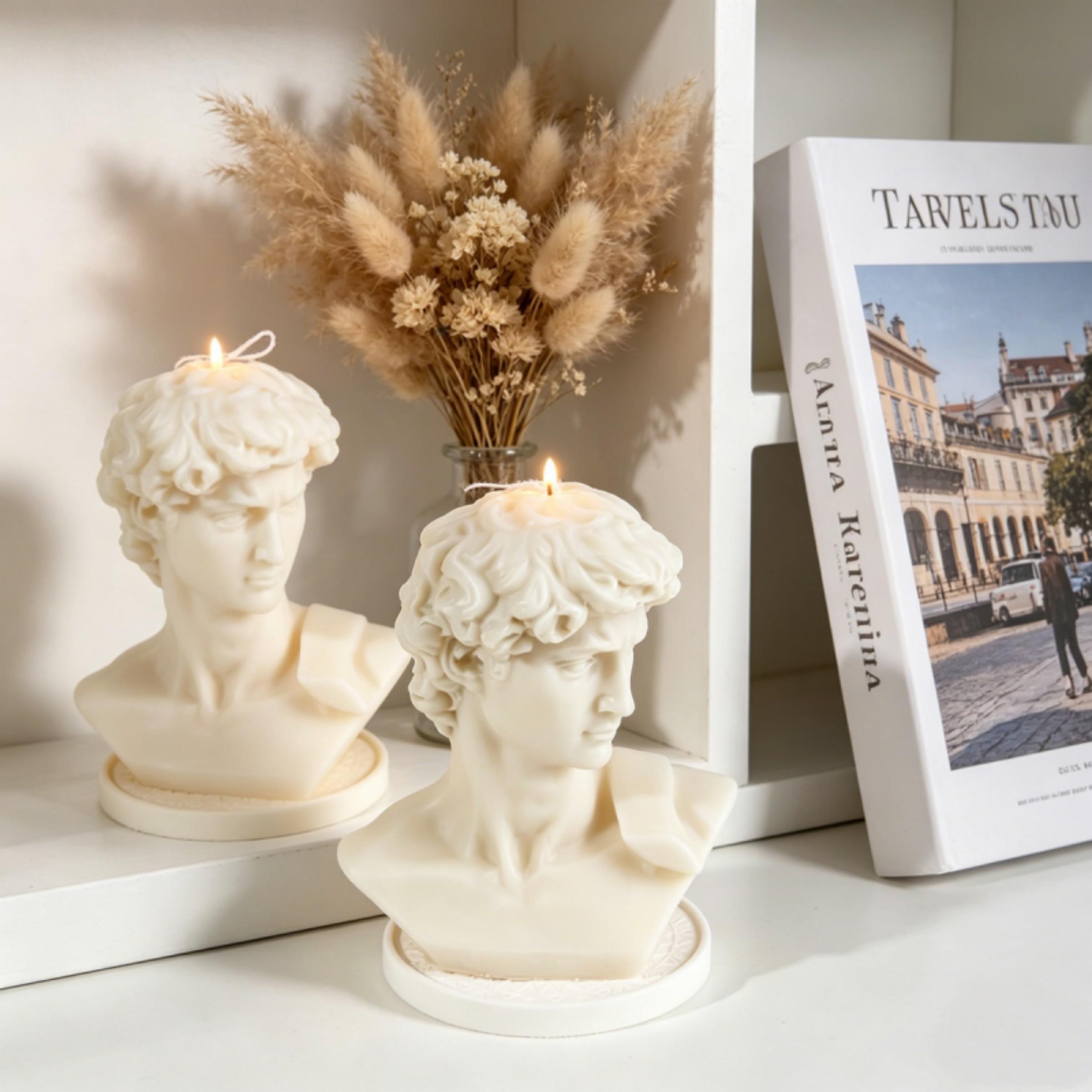 Nordic Style David Statue Candle Silicone Mold 3D Blindfolded Girl Candle Mold Half-length Figure Soap Mould European Gypsum Sculpture Mold Art Living Room Decor