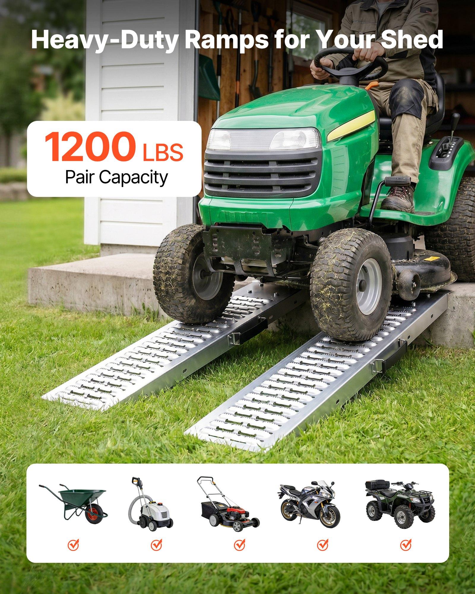 VEVOR Trailer Ramps, 2PCS 39 x 9 in, Heavy-Duty Steel ATV Ramp Set with Anti-Slip Plates, 1200LBS Combined Capacity Loading Ramps for Motorcycles, Lawn Mowers, Farm Tractors, Carts