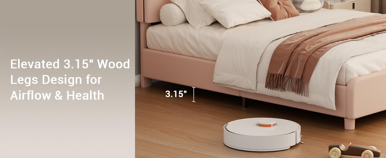 Lilypelle Twin/Full Boucle Bed Frame with Headboard – Cactus Upholstered Platform Bed for Kids, Rounded Corners, Solid Wood Slats, No Box Spring Needed