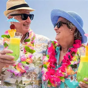 50 Piece Hawaiian Flower Wreath Necklace Set, Tropical Party Gift Headband, Festival Wedding Beach Birthday Decoration Supplies