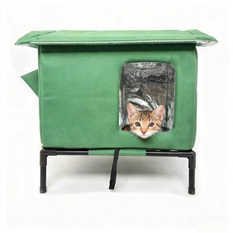 Insulated Outdoor Cat House - Warm Cushion Included, All-Season Use for Outdoor & Indoor Cats - Winter-Ready Cat Shelter, Easy to Assemble
