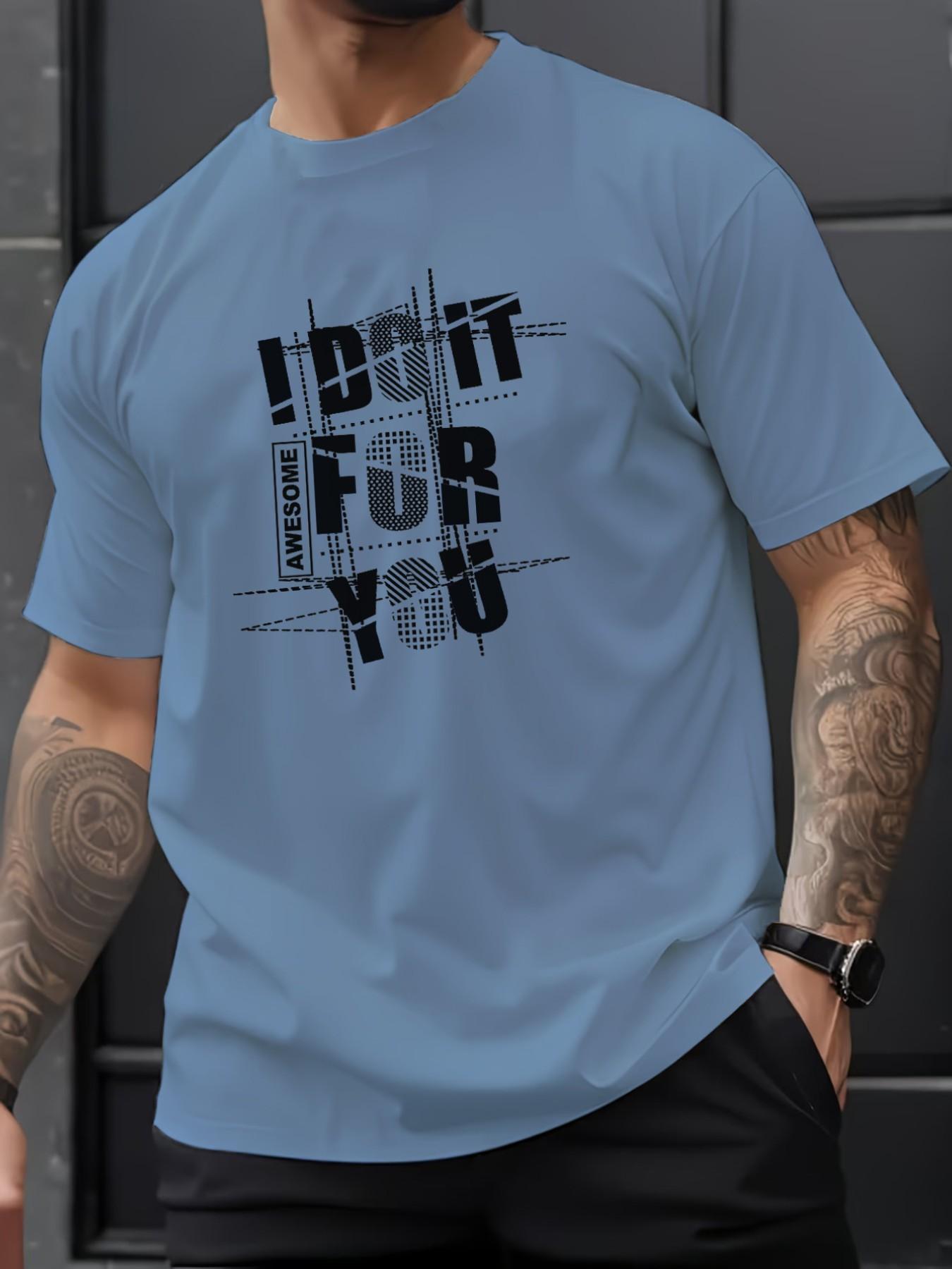 Men's Summer Micro-Stretch Comfort Round Neck Printed T-Shirt, Fashionable Trendy Wear, Best Choice for Men, Casual Stylish Tee