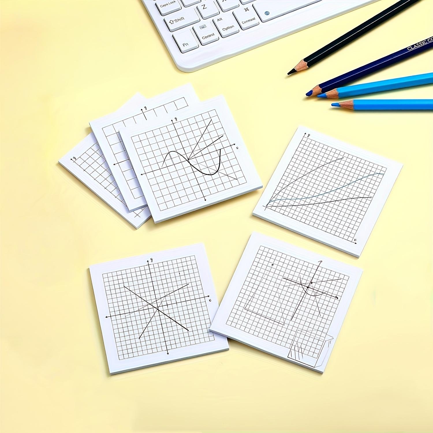 Graph Paper Notepad, 6 Counts/set Mini Compound Board Sticky Mesh Notepad, Various X Y Coordinate Mesh Notepads for Office School Supplies