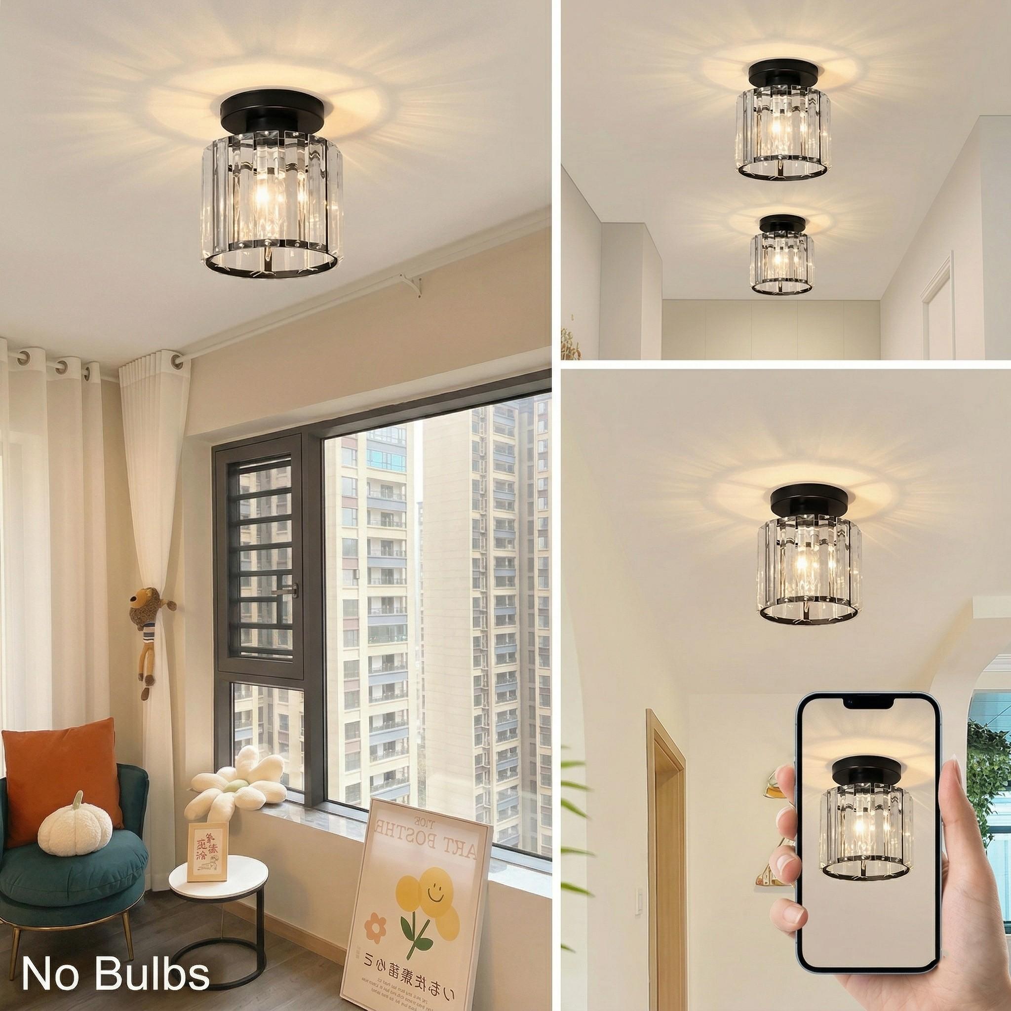 Crystal Chandelier, Mini Crystal Pendant Light, Modern Ceiling Lamp, E27 Base, /gold/silver Color, Indoor Decorative Light, Home Decor Lighting, for Hallway, Kitchen, Dining Room, Corridor
