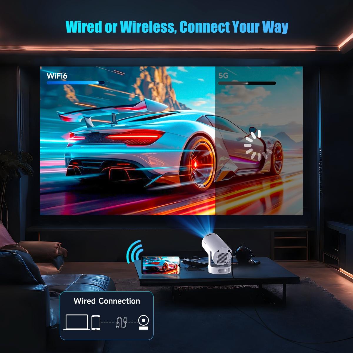 Magcubic HY300 Pro+ Portable Projector - 290 ANSI Lumens, Native 1280x720p - Android 14 OS, 0.8:1 Short Throw Projection, WiFi 6, BT 5.4 - Home Cinema & Home Theater Multifunctional Mini Smart Projector