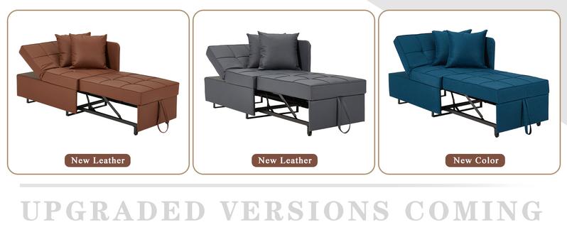 EROMMY Sleeper folding Lounge Chair Bed 3-in-1 Convertible Futon, Modern Design Multi-Functional Adjustable Reading Sofa Couch Bed with Linen Fabric, Interior ,Living Room Ergonomic Storage Furniture Minimal Recliner