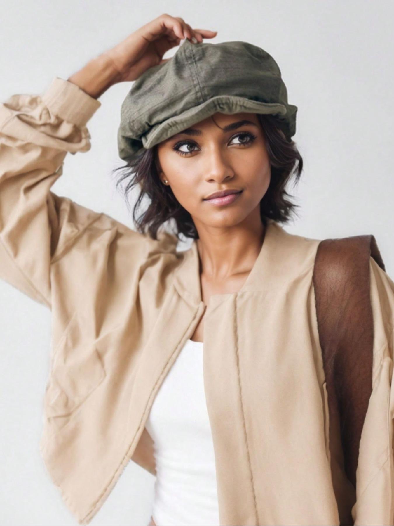 Retro Artistic Style Newsboy Cap, Large Size Slouchy Style Versatile Breathable Hat, Perfect for Spring, Adjustable Stylish Hat