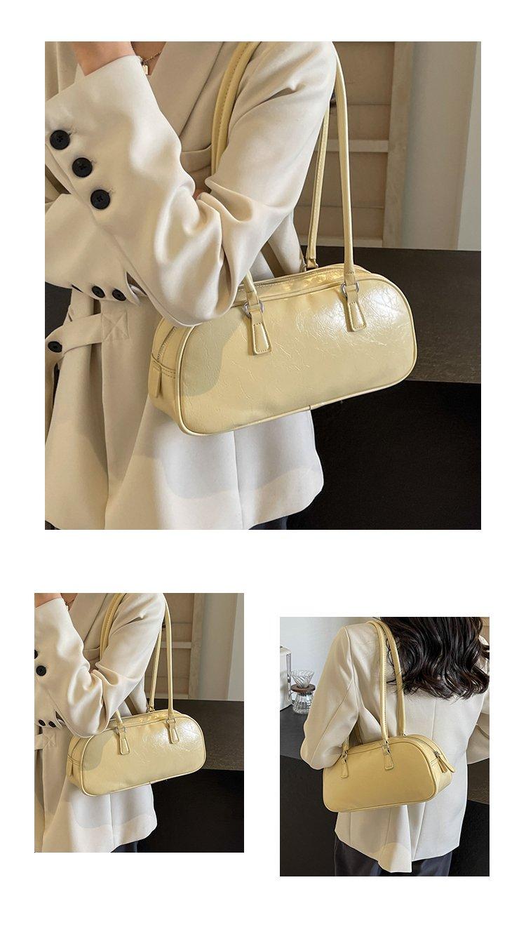 Vintage Waxed Leather Bowknot Baguette Bag, Luxury Commute Underarm Shoulder Bag, Versatile Texture Handbag, Korean Style Ins Fashion Bag for Women