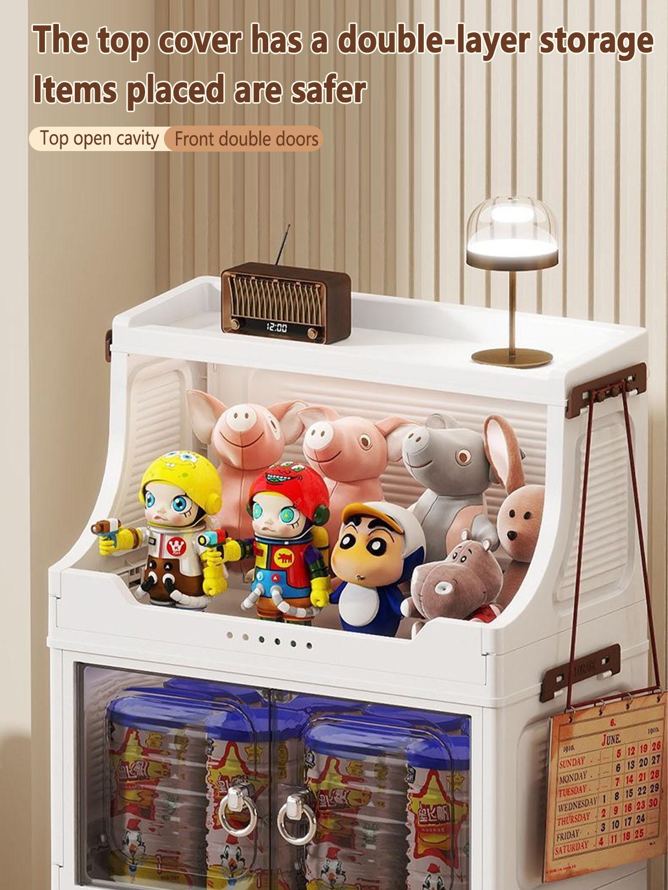 Foldable Storage Cabinet, Multi-Layer Home Bedroom Clothes Organizer, No Installation Living Room Plastic Shelf, Durable & Space-Saving Design, Drawers