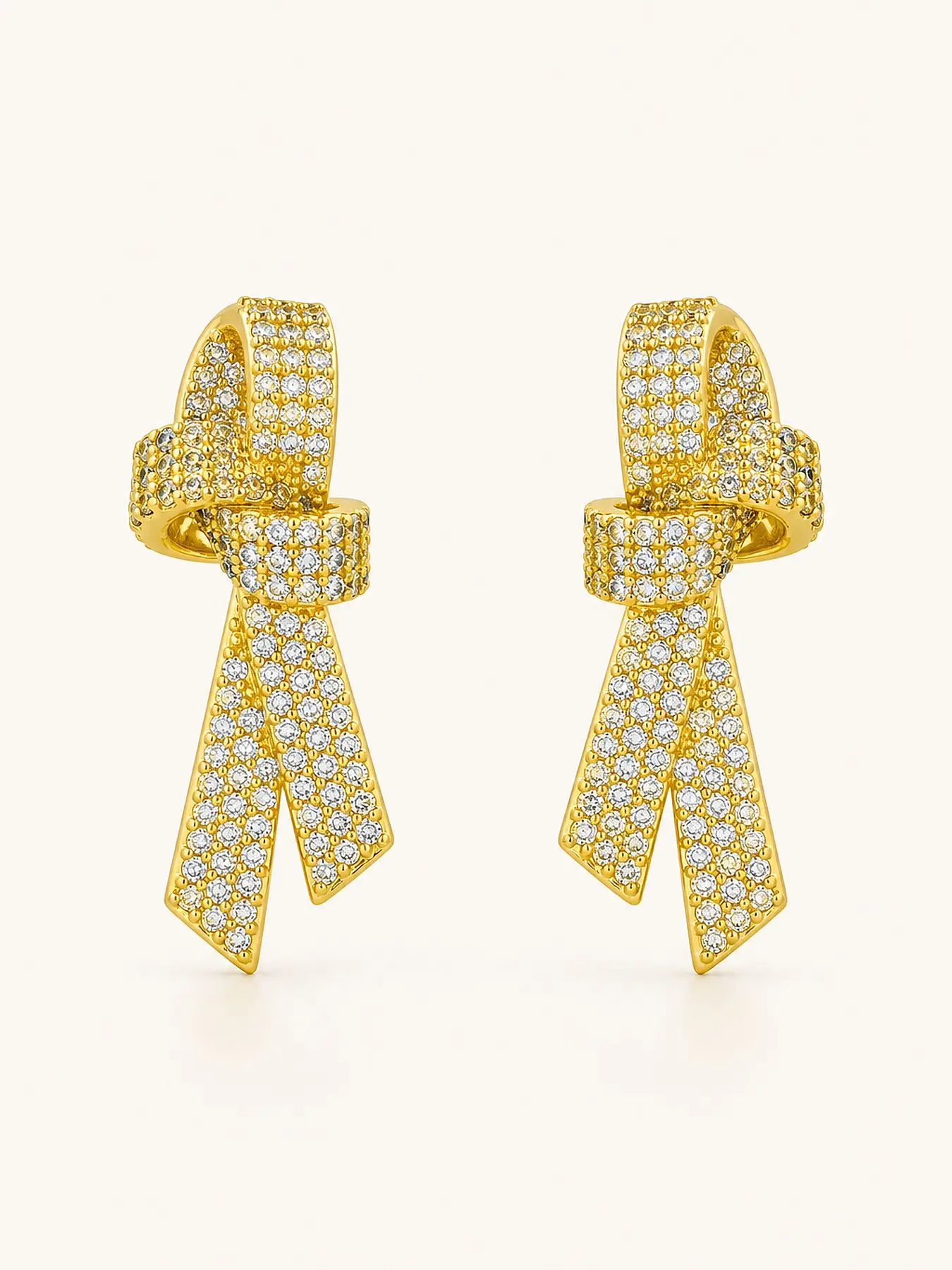 Double Color Full Rhinestone Bowknot Ribbon Earrings, Luxury Zircon Ear Rings, Elegant Jewelry for Women, Fashionable Accessories